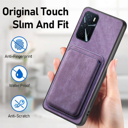 For OPPO F19 Pro Retro Leather Card Bag Magnetic Phone Case(Purple) - OPPO Cases by buy2fix | Online Shopping UK | buy2fix