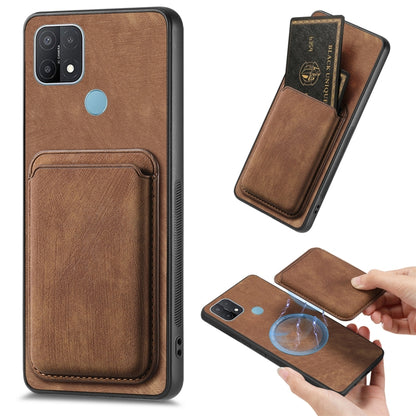 For OPPO A15 Retro Leather Card Bag Magnetic Phone Case(Brown) - OPPO Cases by buy2fix | Online Shopping UK | buy2fix