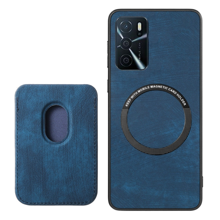 For OPPO A92S Retro Leather Card Bag Magnetic Phone Case(Blue) - OPPO Cases by buy2fix | Online Shopping UK | buy2fix