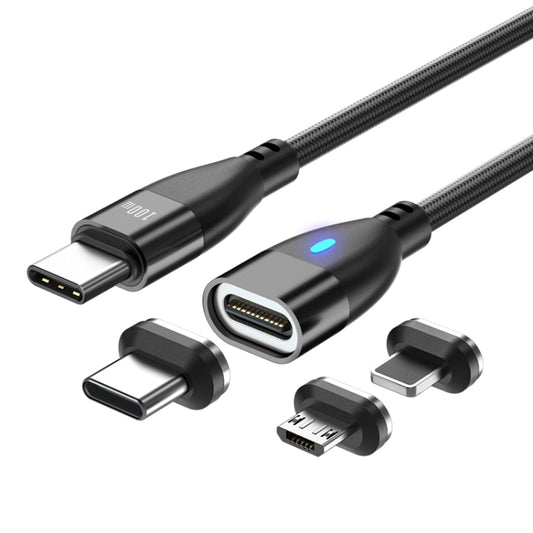 ENKAY 3 in 1 PD100W Type-C to Type-C / 8 Pin / Micro USB Magnetic Fast Charging Cable, Cable Length:1.8m(Black) - Charging Cable & Head by ENKAY | Online Shopping UK | buy2fix