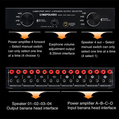 B070 4 Input 4 Ooutput Power Amplifier Speaker Selector Switcher Speaker Comparator -  by buy2fix | Online Shopping UK | buy2fix