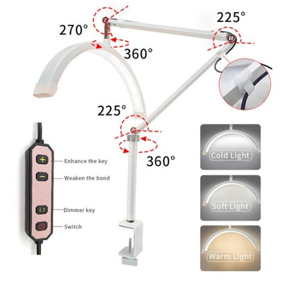 HD-M3X For Eyelash Extensions / Tattoo / Nail Art Lighting Lamp 16 inch Clip-on Half Moon Desk Lamp(AU Plug) - Selfie Light by buy2fix | Online Shopping UK | buy2fix