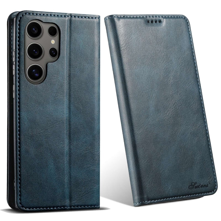 For Samsung Galaxy S24 Ultra 5G Suteni J02 Oil Wax Wallet Leather Phone Case(Blue) - Galaxy S24 Ultra 5G Cases by Suteni | Online Shopping UK | buy2fix