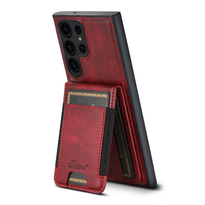 For Samsung Galaxy S24 Ultra 5G Suteni H17 Oil Eax Leather Detachable Wallet Phone Case(Red) - Galaxy S24 Ultra 5G Cases by Suteni | Online Shopping UK | buy2fix