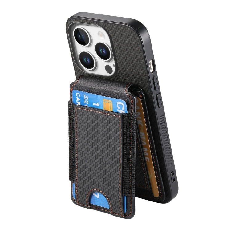 For iPhone 16 Pro Max Carbon Fiber Vertical Flip Wallet Stand Phone Case(Black) - More iPhone Cases by buy2fix | Online Shopping UK | buy2fix