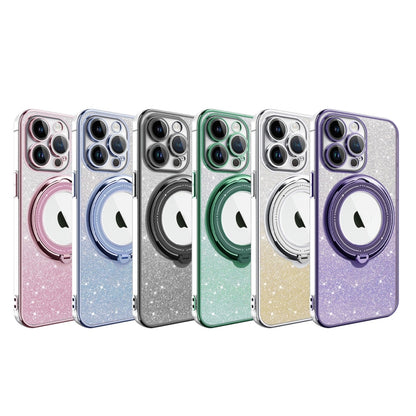 For iPhone 15 Plus Rotation MagSafe Holder Gradient Glitter TPU Phone Case(Cangling) - iPhone 15 Plus Cases by buy2fix | Online Shopping UK | buy2fix