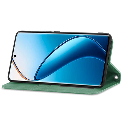 For Realme 12 Pro Retro Skin Feel Magnetic Leather Phone Case(Green) - Realme Cases by buy2fix | Online Shopping UK | buy2fix