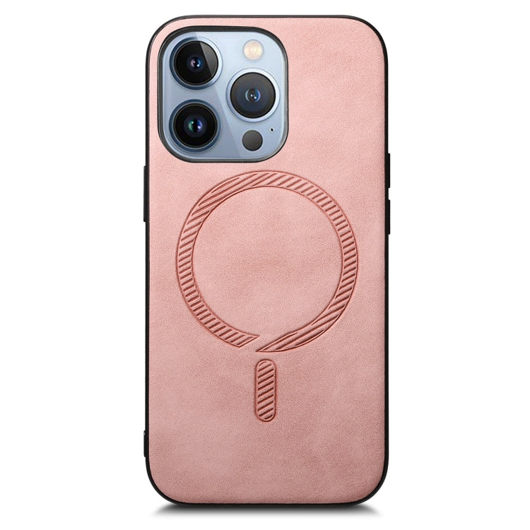 For iPhone 16 Pro Max Solid Color Retro Magsafe PU Back Cover Phone Case(Pink) - More iPhone Cases by buy2fix | Online Shopping UK | buy2fix