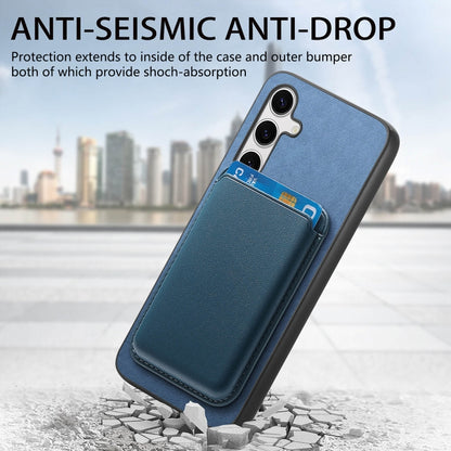 For Samsung Galaxy S25+ 5G Retro Magsafe Card Bag PU Back Cover Phone Case(Blue) - Galaxy S25+ 5G Cases by buy2fix | Online Shopping UK | buy2fix