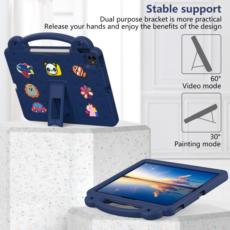 For iPad Pro 13 2024 Handle Kickstand Children EVA Shockproof Tablet Case(Navy Blue) - iPad Pro 13 2024 Cases by buy2fix | Online Shopping UK | buy2fix