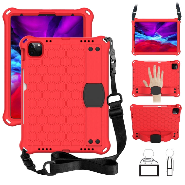 For iPad Pro 11 2024 Honeycomb EVA Hybrid PC Tablet Case with Strap(Red+Black) - iPad Pro 11 2024 Cases by buy2fix | Online Shopping UK | buy2fix