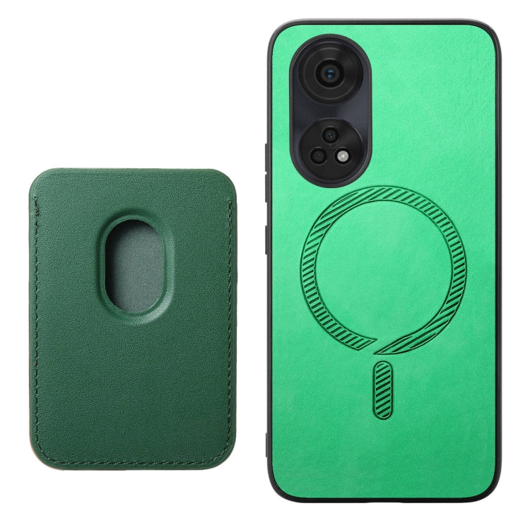 For OPPO Find X7 Ultra 5G Retro Magsafe Card Bag PU Back Cover Phone Case(Green) - Find X7 Ultra Cases by buy2fix | Online Shopping UK | buy2fix