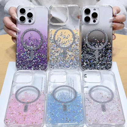 For iPhone  11 Gradient Glitter MagSafe PC Hybrid TPU Phone Case(Gradient Silver) - iPhone 11 Cases by buy2fix | Online Shopping UK | buy2fix