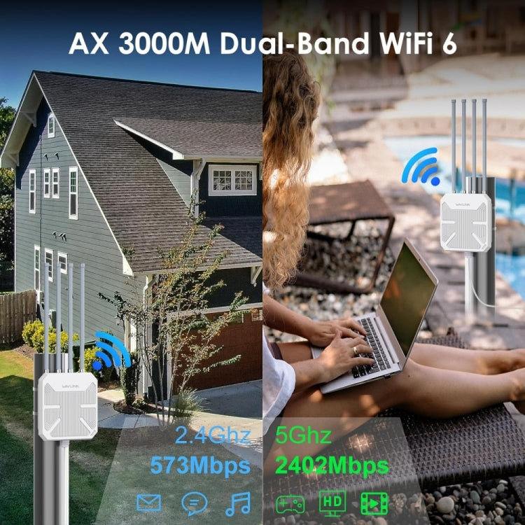 WAVLINK WN573HX3 AX3000 Waterproof Outdoor WiFi Wireless Outdoor Dual Band Router, Plug:US Plug - Wireless Routers by WAVLINK | Online Shopping UK | buy2fix