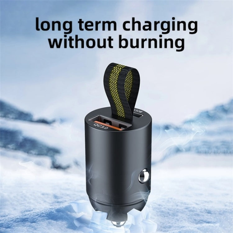 A1 QC 3.0+PD 30W Dual Car Charger Hidden Car Cigarette Lighter Phone Fast Charging Adapter - Car Charger by buy2fix | Online Shopping UK | buy2fix