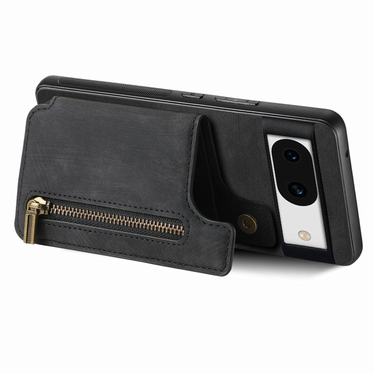 For Google Pixel 9 / 9 Pro Retro Leather Zipper Wallet Back Phone Case(Black) - Google Cases by buy2fix | Online Shopping UK | buy2fix