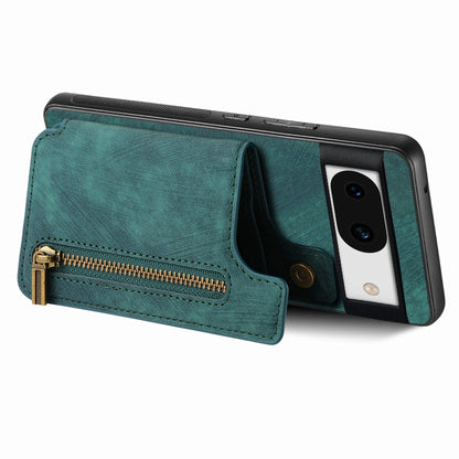 For Google Pixel 9 / 9 Pro Retro Leather Zipper Wallet Back Phone Case(Green) - Google Cases by buy2fix | Online Shopping UK | buy2fix