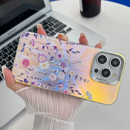 For iPhone 16 Pro Max Electroplating Laser Flower Texture TPU Phone Case(Chrysanthemum AH5) - iPhone 16 Pro Max Cases by buy2fix | Online Shopping UK | buy2fix