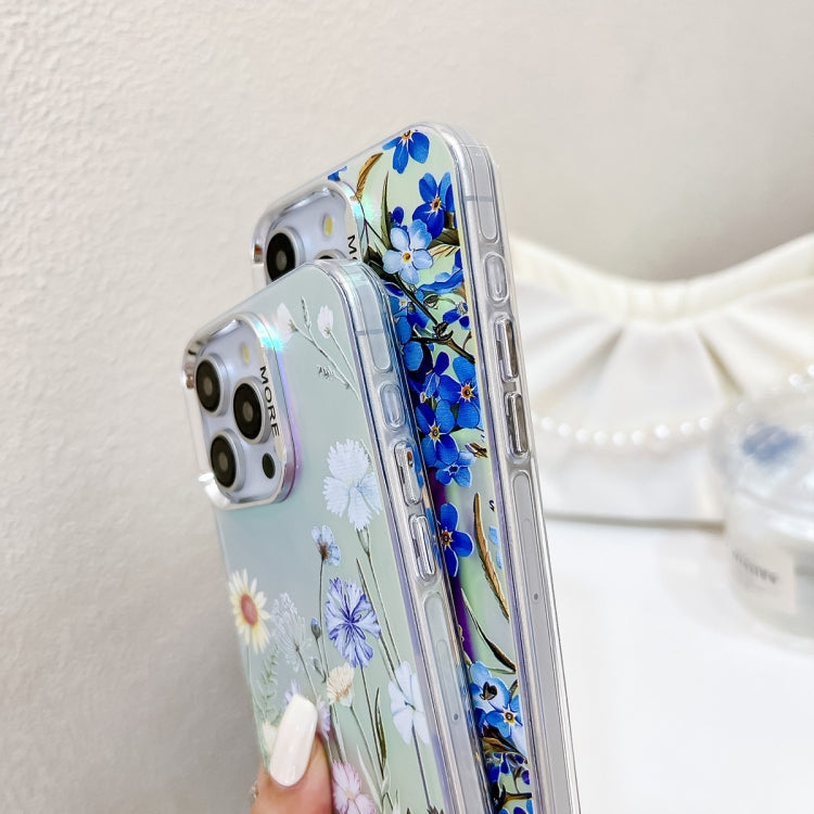 For iPhone 16 Pro Max Electroplating Laser Flower Phone Case with Wrist Strap(Zinnia AH9) - iPhone 16 Pro Max Cases by buy2fix | Online Shopping UK | buy2fix