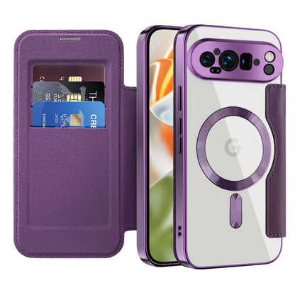 For Google Pixel 9 Pro XL Shield Magsafe RFID Anti-theft Rhombus Leather Phone Case(Purple) - Google Cases by buy2fix | Online Shopping UK | buy2fix