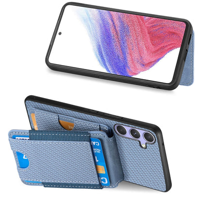 For Samsung Galaxy S25+ 5G Carbon Fiber Vertical Flip Wallet Stand Phone Case(Blue) - Galaxy S25+ 5G Cases by buy2fix | Online Shopping UK | buy2fix