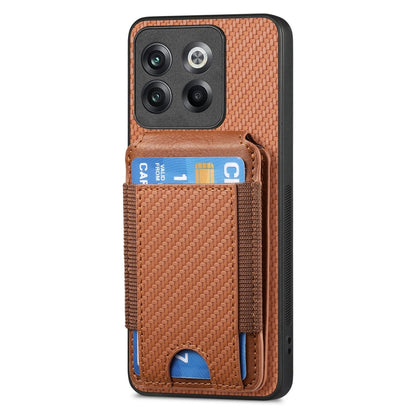 For OnePlus 11 Carbon Fiber Vertical Flip Wallet Stand Phone Case(Brown) - OnePlus Cases by buy2fix | Online Shopping UK | buy2fix