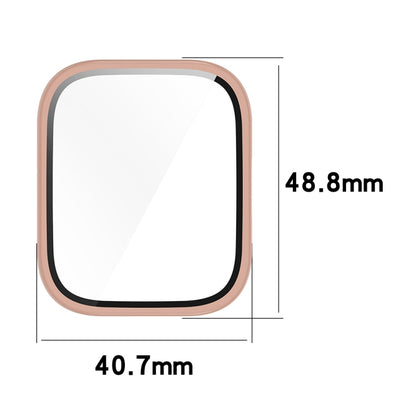 For Amazfit bip5 Unity PC + Tempered Glass Film Integrated Watch Protective Case(Ivory White) - Watch Cases by buy2fix | Online Shopping UK | buy2fix