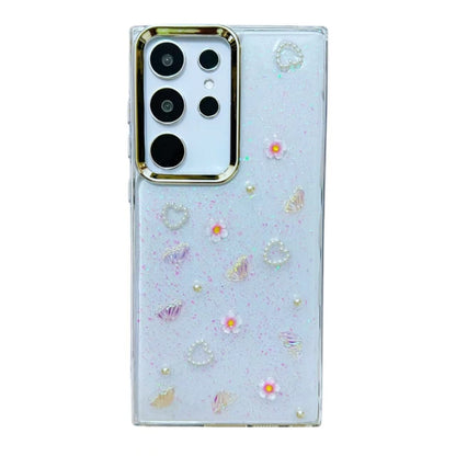 For Samsung Galaxy S25 Ultra 5G Three-dimensional Bow Pearl Love Flower TPU  Phone Case(Butterfly Love Flowers) - Galaxy S25 Ultra 5G Cases by buy2fix | Online Shopping UK | buy2fix