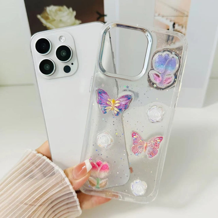 For iPhone 16 Pro 3D Colorful Crystal Butterfly TPU Phone Case(Butterfly Pearl) - iPhone 16 Pro Cases by buy2fix | Online Shopping UK | buy2fix