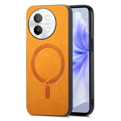 For vivo S18e 5G Retro Magsafe Magnetic PU Back Cover Phone Case(Yellow) - vivo Cases by buy2fix | Online Shopping UK | buy2fix