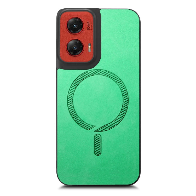 For Motorola Moto G Stylus 5G 2024 Retro Magsafe Magnetic PU Back Cover Phone Case(Green) - Motorola Cases by buy2fix | Online Shopping UK | buy2fix