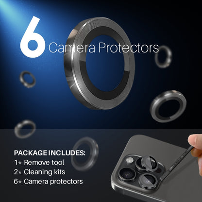 For iPhone 16 Pro / Pro Max NORTHJO 2 Sets 6pcs Camera Lens Protector Cover Metal Ring Film(Black) - iPhone 16 Pro Max Tempered Glass by NORTHJO | Online Shopping UK | buy2fix