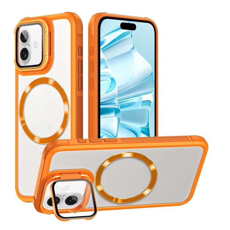 For iPhone 16 Plus CD-grain Magsafe Acrylic Hybrid TPU Phone Case(Orange) - iPhone 16 Plus Cases by buy2fix | Online Shopping UK | buy2fix