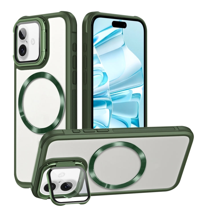 For iPhone 16 Plus CD-grain Magsafe Acrylic Hybrid TPU Phone Case(Green) - iPhone 16 Plus Cases by buy2fix | Online Shopping UK | buy2fix