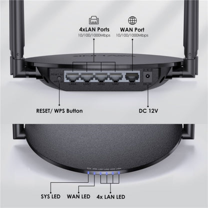 WAVLINK WN530G3 4x 5dBi Foldable Antenna AC1200 Dual Band Wireless Repeater Router, Plug:AU Plug - Wireless Routers by WAVLINK | Online Shopping UK | buy2fix