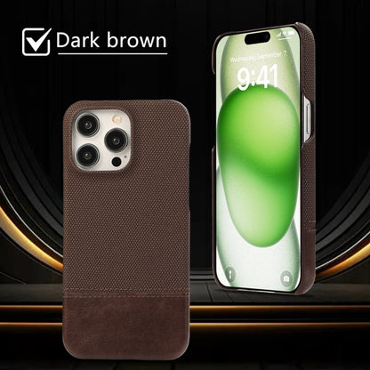 For iPhone 16 Pro Max Stitching Cloth PU Shockproof Phone Case(Dark Brown) - iPhone 16 Pro Max Cases by buy2fix | Online Shopping UK | buy2fix