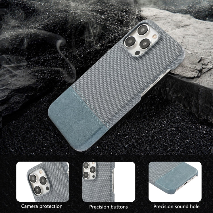 For iPhone 16 Pro Stitching Cloth PU Shockproof Phone Case(Blue) - iPhone 16 Pro Cases by buy2fix | Online Shopping UK | buy2fix