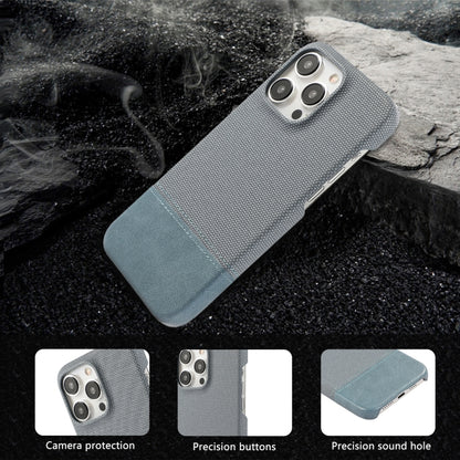 For iPhone 16 Pro Stitching Cloth PU Shockproof Phone Case(Blue) - iPhone 16 Pro Cases by buy2fix | Online Shopping UK | buy2fix