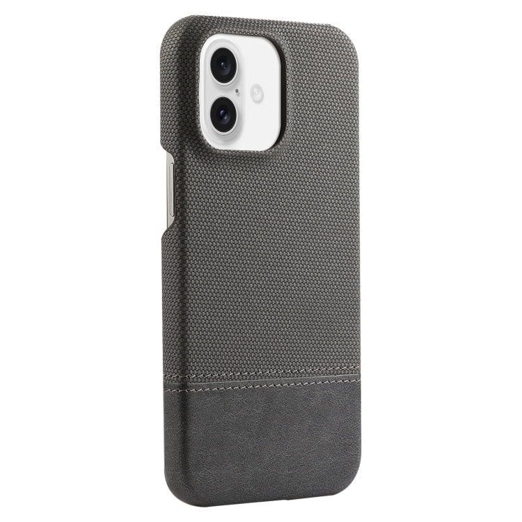 For iPhone 16 Plus Stitching Cloth PU Shockproof Phone Case(Grey) - iPhone 16 Plus Cases by buy2fix | Online Shopping UK | buy2fix