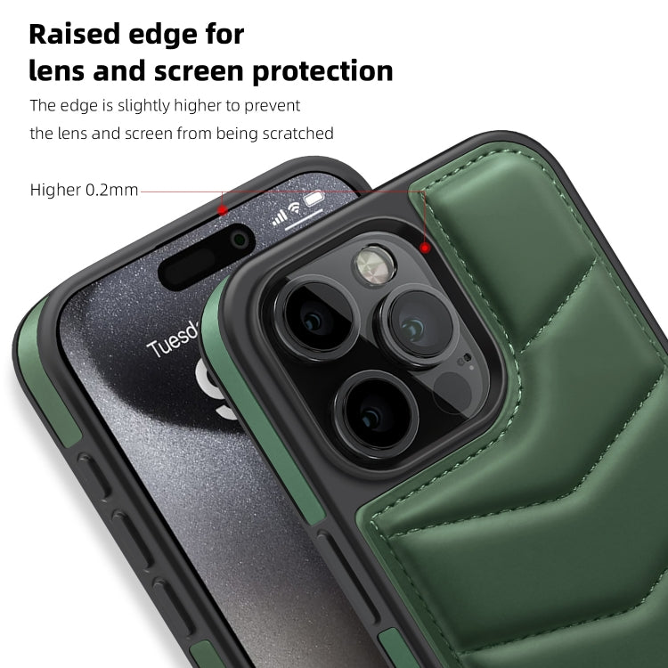 For iPhone 14 Plus Down Jacket Card Bag Holder MagSafe Phone Case(Dark Green) - iPhone 14 Plus Cases by buy2fix | Online Shopping UK | buy2fix