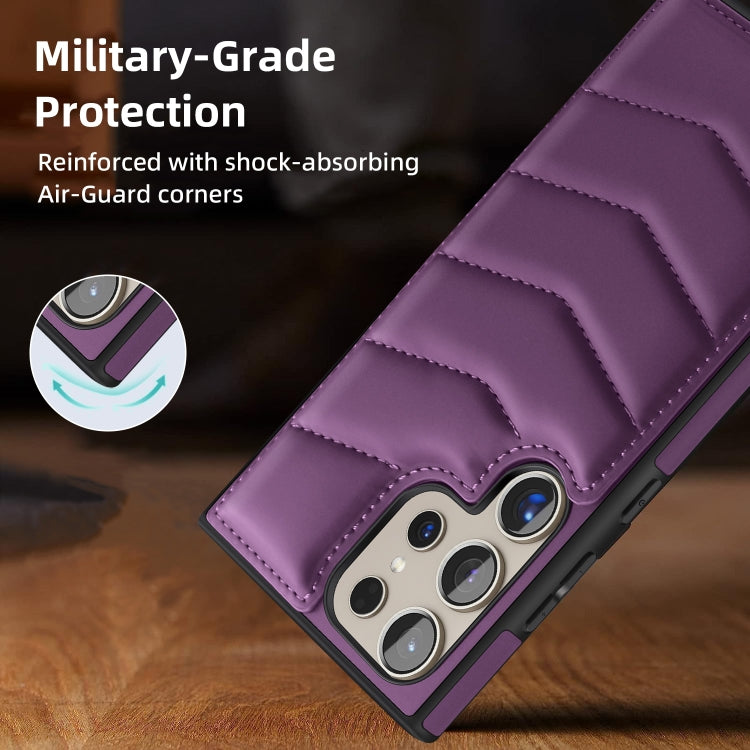 For Samsung Galaxy S22 5G Down Jacket Card Bag Holder MagSafe Phone Case(Purple) - Galaxy S22 5G Cases by buy2fix | Online Shopping UK | buy2fix