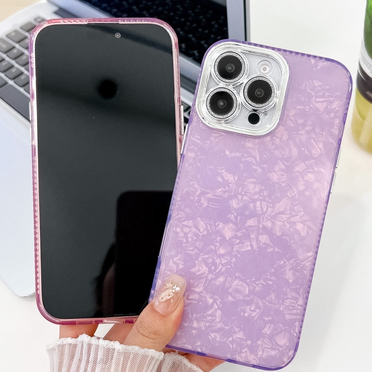 For iPhone 16 Pro Plating Glitter Texture TPU Phone Case with Lens Film(Purple Shell Pattern) - iPhone 16 Pro Cases by buy2fix | Online Shopping UK | buy2fix