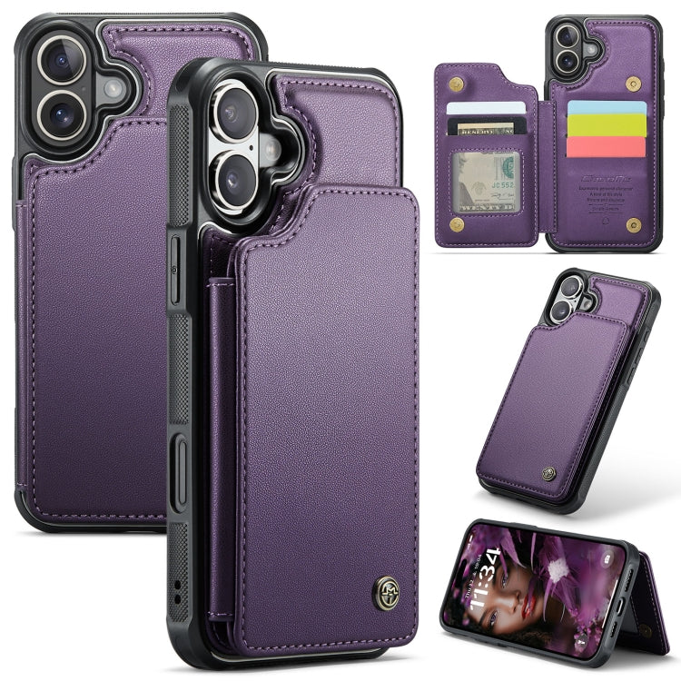 For iPhone 16 Plus CaseMe C22 Card Slots Holder RFID Anti-theft Phone Case(Purple) - iPhone 16 Plus Cases by CaseMe | Online Shopping UK | buy2fix