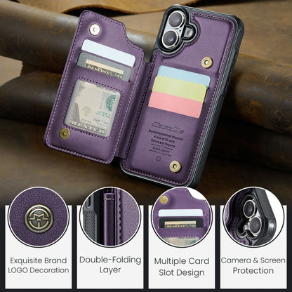 For iPhone 16 Plus CaseMe C22 Card Slots Holder RFID Anti-theft Phone Case(Purple) - iPhone 16 Plus Cases by CaseMe | Online Shopping UK | buy2fix