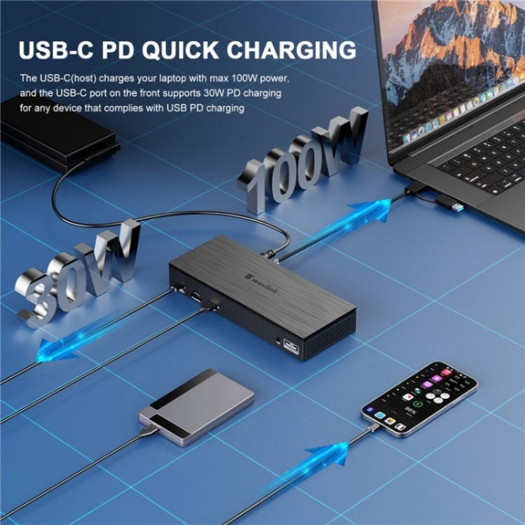 WAVLINK UG69PD8 Pro 18-in-1 DP / HD 5K Quadruple Display USB C Universal Docking Station, Plug:EU Plug - Adapter by WAVLINK | Online Shopping UK | buy2fix