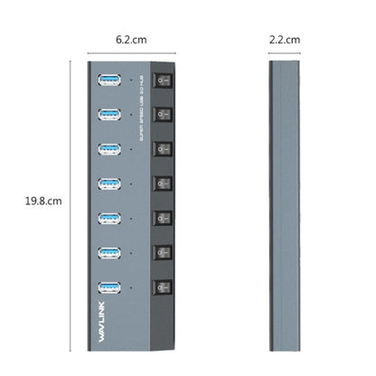 WAVLINK UH3076 5Gbps 7-port USB 3.0 Hub with Independent Switch and LED Indicator(EU Plug) - USB 3.0 HUB by WAVLINK | Online Shopping UK | buy2fix