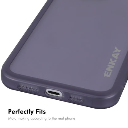 For iPhone 15 Pro Max ENKAY Hat-Prince Translucent Matte TPU Phone Case with Lens Film(Purple) - iPhone 15 Pro Max Cases by ENKAY | Online Shopping UK | buy2fix