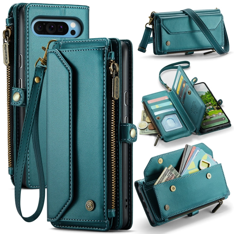 For Google Pixel 9 Pro XL CaseMe C36 Card Slots Zipper Wallet RFID Anti-theft Leather Phone Case(Green) - Google Cases by CaseMe | Online Shopping UK | buy2fix