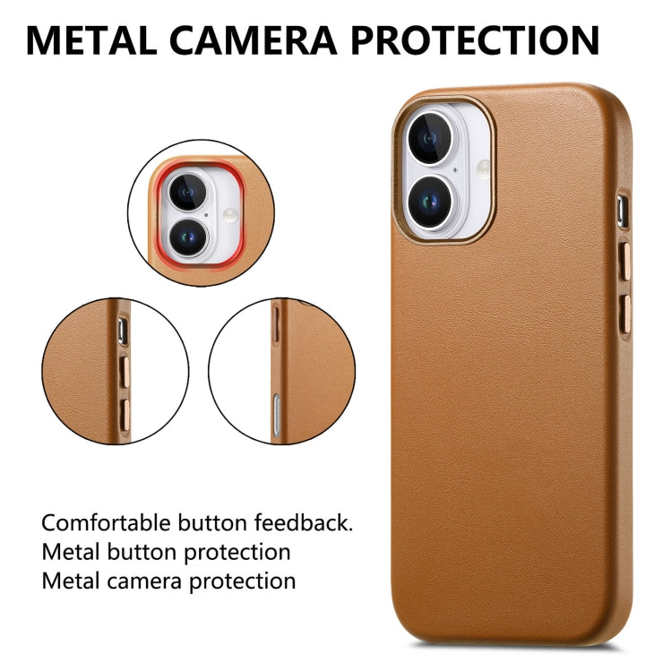 For iPhone 16 Plus Electroplated Metal Button MagSafe Phone Case(Brown) - iPhone 16 Plus Cases by buy2fix | Online Shopping UK | buy2fix