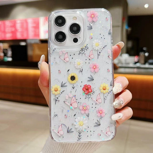 For iPhone 16 Pro Max Spring Garden Epoxy TPU Phone Case(F01 Love of Butterfly) - iPhone 16 Pro Max Cases by buy2fix | Online Shopping UK | buy2fix